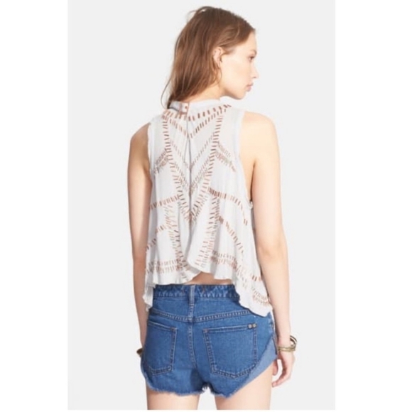 Free People Ferris Wheel Beaded Mock Neck Open Back Top Gray Size XS - Picture 6 of 16